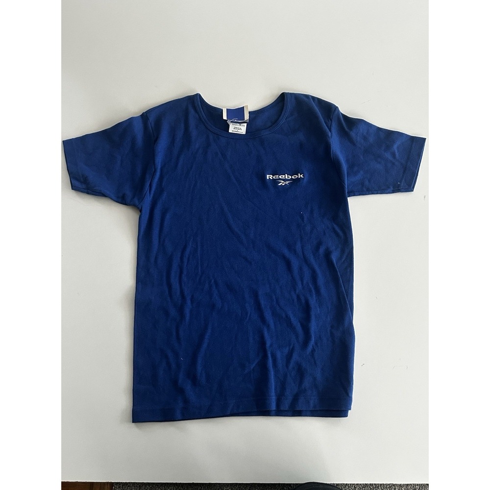 Nwt Vintage 90s Reebok Embroidered Essential Blue Shirt‎ Size Medium